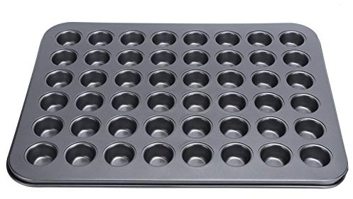 Pongnas Mini Teglia Antiaderente per Cupcake da 48 Tazze, Vassoio per Muffin, Cupcake, con Rivestimento in PTFE in Acciaio Al Carbonio a Rilascio Facile