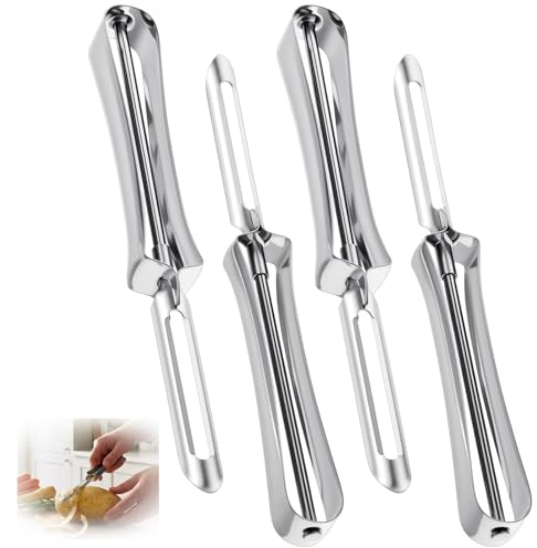 4Pcs Stainless Steel Vegetable Peelers for Kitchen Swivel Fruit Potato Peeler Ergonomic Rotary Peeler for Carrot Potato Fruit Dishwasher Safe Kitchen Tool