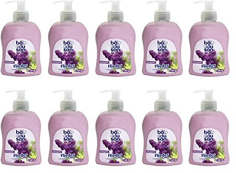 10er Pack badusan Flüssigseife Flieder 10 x 300 ml langanhaltende Frische Seife Handlotion Seifenspender Handseife flüssige Seife