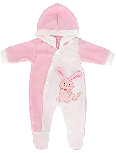 ZWOOS Puppenkleidung für New Born Babypuppen, Pyjama mit Kapuze für Puppen 35-43 cm (Rosa Kaninchen)
