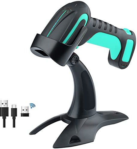 Tera Pro 3 in 1 Extreme Leistung Barcodescanner Kabellos QR 2D 1D Bluetooth Kabellos 2,4G & Kabelgebunden USB-C Industriell 1D Barcode Scanner 2500mAh Exzellente Fallfestigkeit mit Ständer 8100 Blau