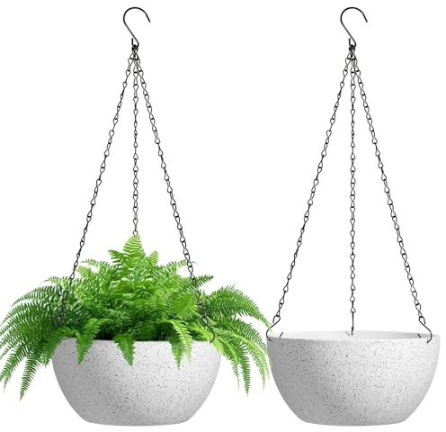 T4U Vasi Sospesi 25 Cm / 10 Inch, Set Da 2, Vasi Sospesi Rimovibili Con Catena, Facili Da Appendere Per Risparmiare Spazio E Mettere In Risalto Le Piante, Uso Interno Esterno