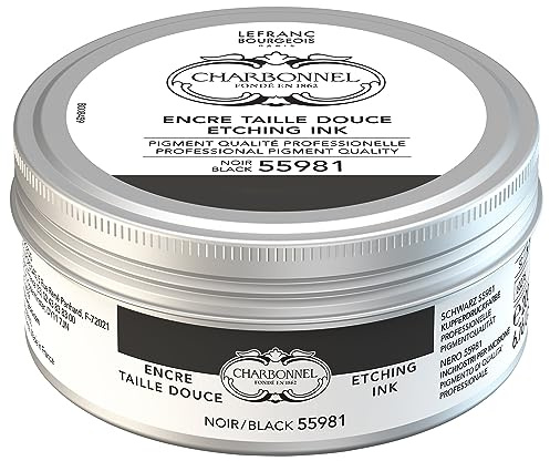 Charbonnel Kupferdruckfarben, hochpigmentierte Tiefdruckfarbe, ausgezeichnete Lichtechtheit, Vegan, lebendige Farben, alterungsbeständig, 200ml Topf - Schwarz 55981