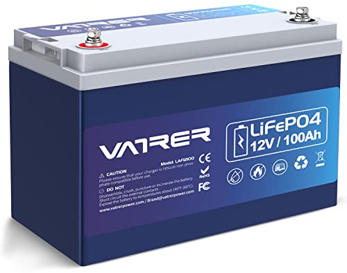 VATRER POWER LiFePO4 12V 100AH Low Temp Cut-Off Lithium Batterie mit 100A BMS 5000+ Tiefzyklus Lithium Akku 1280W für Wohnmobil, Camping, Boot, Solare Heimanlagen