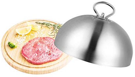 CALLARON Lebensmittel Abdeckung Runde Tellerkuppel Schmelzkuppel Für Grillplatte Käseglocke Steakabdeckung Kuppel Grillen Burger Dome Edelstahlplatte Tellerform