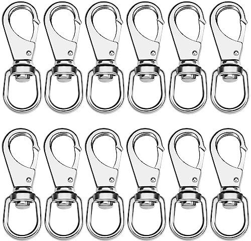 Hicarer 12 Pcs Stainless Steel Swivel Snap Hooks 3.5 Inch Heavy Duty Flag Clips Diving Clip Spring Hooks for Dog leashes Keychains Boat Ropes Bird Feeders Pet Chains
