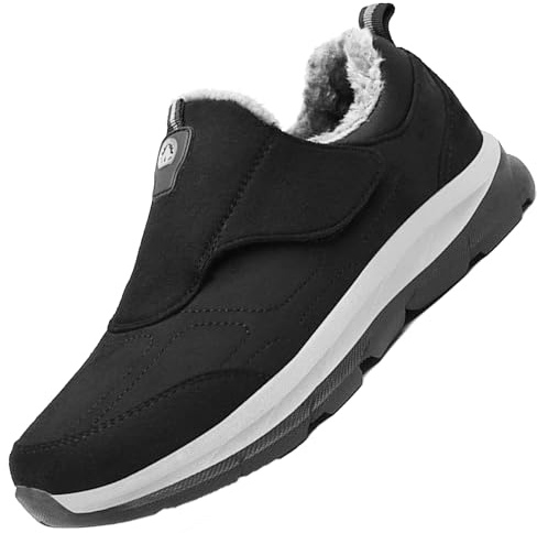 Aocase Scarpa Uomo per Fascite Plantare Donna Uomo Scarpe per Diabetici Uomo Invernali Caldo Peluche Scarpe Uomo con Strappo Scarpe per Piedi Gonfi,Men's Black,43/265mm