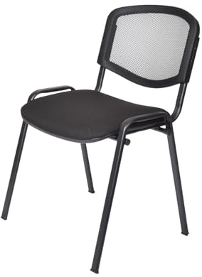 Topsit Chaise Visiteur, Chaise de conférence pour Salle d'attente, empilable, avec Assise rembourée et Dossier en résille Noire, Structure en Acier, pour Reception, Pause…