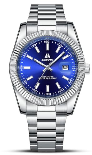 LN LENQIN Uhren Herren Herren Uhr Edelstahl Armbanduhr 30M wasserdichte Männer Analog Quarzuhr mit Datum Mode Casual Designer