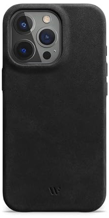 WIIUKA Hülle für iPhone 16 Pro, Leder aus Deutschland, Lederhülle extra Dünn, Premium Handyhülle, Case, Qi, Vintage Schwarz