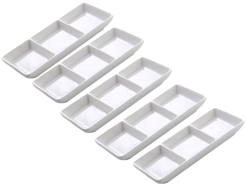 Generisch Lot de 5 mini assiettes à 3 compartiments, petit bol en verre, assiette à ketchup, bol à sauce, bol à sauce, bol à sauce en céramique