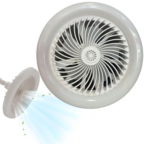 Ventilatore da soffitto a LED, luce del ventilatore, Ventilatore da soffitto con presa piccola a vite, Plafoniere da soffitto con luci regolabili, ventilatore da soffitto moderno con luce per un