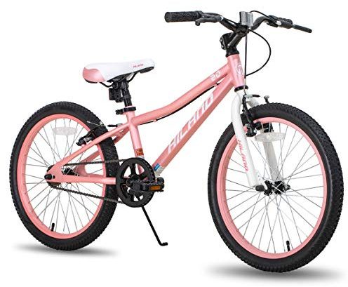 Hiland 20 Inch Kids Mountain Bike for Boys Girls, Kids Bicycles with Dual V brakes and Kickstand, Pink
