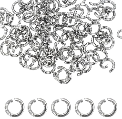 Kvartsman 80 stycken böjringar, 8 x 1,5 mm öppna kedjelänkar hoppringar metallring jump ringar för smyckestillverkning armband halsband hänge nyckelringar små gör-det-själv, silver
