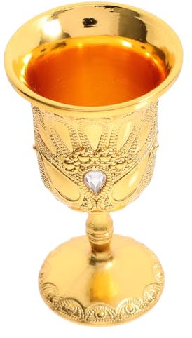 FUNNETOYU Copas De Cáliz Antiguas Copas De Vino Cóctel Grande Pequeño Comunión Retro Etiquetas Azules Blanco Estilo Medieval Copa De Latón Medievales Cobre Dorado