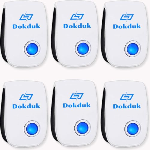 6 Pack Repelente Ultrasónico de Plagas, Electrónico Repelente Mosquitos Insectos Control para Interiores, Anti Mosquitos, Ratones, Moscas, Arañas, 100% Inofensivo para Mascotas y Humanos (Standard)