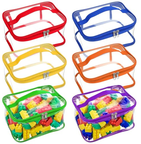Xygobla 6Pcs Clear PVC Toy Storage Bags Set