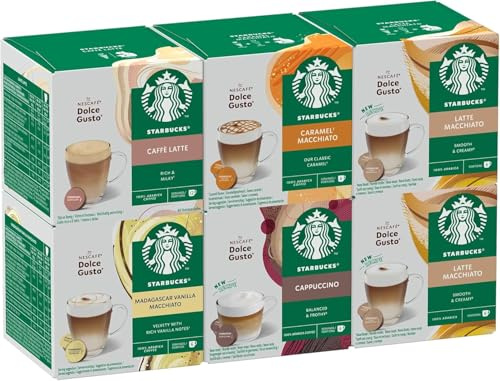 STARBUCKS White Coffee Cup Variety Pack by NESCAFÉ Dolce Gusto, Coffee Capsules 6 x 12 (72 Capsules) - Amazon Exclusive | Sold by Bargain Hub