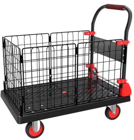 Rollwagen,Schwerlastwagen,Klappbarer Handwagen Gitterbox,Tragkraft 200 kg/400 kg,Abnehmbarer Gitterboxwagen,Mehrzweck-Einkaufswagen für Umzüge und Lagerung (Größe 72 x 48 89cm)