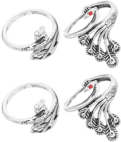 DECHOUS Anillos de Tejido Ajustables para Crochet Anillos de Tensión de Hilo para Tejer 4 Piezas para Dedos Accesorios para Manualidades y Tejidos a Mano