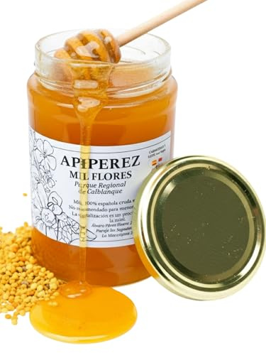 APIPEREZ Miel Cruda de Mil Flores Calblanque 500 g, Natural Mediterránea | miel natural española pura, origen seleccionado, calidad artesanal, sabor auténtico, receta tradicional