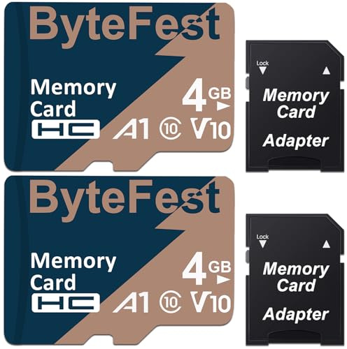 Lot de 2 cartes TF 4 Go Classe 10 avec lecteur multimédia MP3/MP4, GPS, caméra embarquée, téléphone et tablette