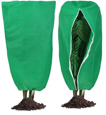Peosaard Lot de 2 Housses de Protection Contre Le Gel pour Plantes d'extérieur, 81, 3 x 119, 4 cm, avec Fermeture éclair et Cordon Serrage