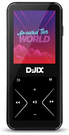 D-JIX - M500 MP4-spelare Bluetooth 4.0-4GB/8 GB internt minne - 1,8 tums skärm - MicroSD upp till 32 GB - 25 timmars batteritid - USB-C - 3,5 mm-uttag - svart