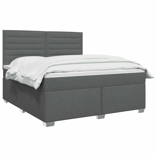 vidaXL Lit boxspring avec Matelas Gris foncé 140 x 200 cm Tissu