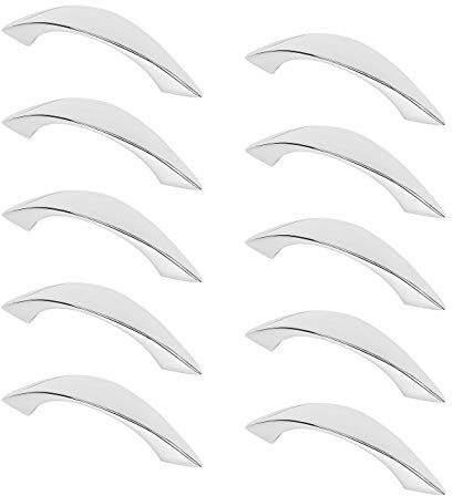 Gedotec Schubladengriff Küche Bogengriff Metall Möbelgriffe Chrom Küchengriff 64 mm - JAVO | Schrankgriff verchromt poliert | Griff für Schubladen | 10 Stück - Moderner Design-Griff mit Schrauben