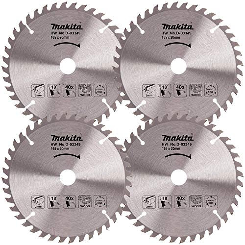 Makita D-03349 Circular Saw Blade for Wood 165mm x 20mm x 40T Pack of 4