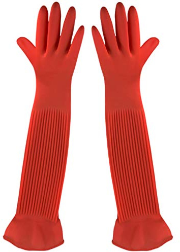SunGrow Guantes de Goma para Acuario, Guantes de látex de 55,88 cm de Largo Que Mantienen Las Manos y los Brazos Secos