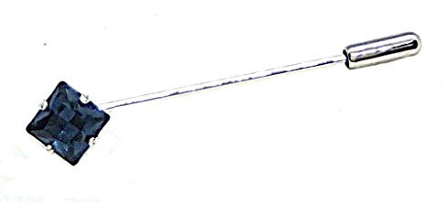 Spilla per cravatta e plastron blu quadrata con strass cristalli spilli per sposo da ascot made in Italy