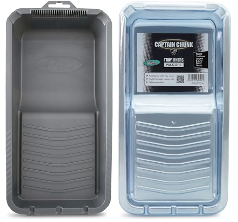 Axus Decor Captain Chunk Tray (Onyx Series) Paint Roller Tray, 0.5 L Plastic Paint Tray,Brush Comb & Pouring Corners Fits Roller Sleeves For Professional Painter's Black- Holds 5/125mm rollers