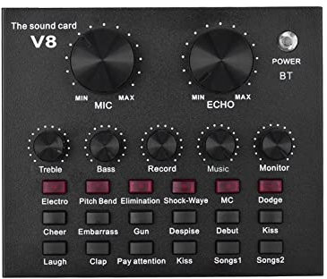 HUIOP Mezcla de audio externa Tarjeta de sonido Interfaz de audio USB con múltiples efectos de sonido Batería recargable incorporada para cantar Gritar Grabación en vivo Grabación de música en chat,Me