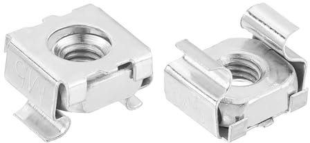 sourcing map M5 x 0.8mm Cage Nut, 5Pcs Snap-in Cage Nuts, Carbon Steel Zinc Plated Metric Nut for Server Rack Cabinet, Silver