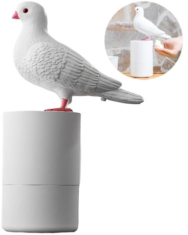 SpirWoRchlan Automatischer Seifenspender, Tauben-Schaumseifenspender 300 ml, Berührungsloser Handseifenspender für Bad & Küche, Elektrischer Seifenspender mit Infrarot-Bewegungssensor, Weiß