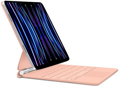 HRXNMG Kompatibel för iPad Pro 11 tum 4:e/3:a/2:a/1:a generationen iPad Air 11 M2 M3 Air 4 Air 5 flytande stativ magiskt tangentbord (rosa KOREAN)