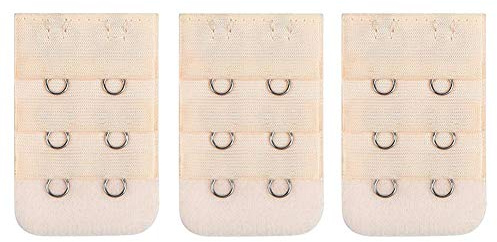 Lansonee 3 Pcs Women Comfortable Bra Strap Extenders Extensions Elastic Extender Set 2 Hooks (White, Black, Beige)