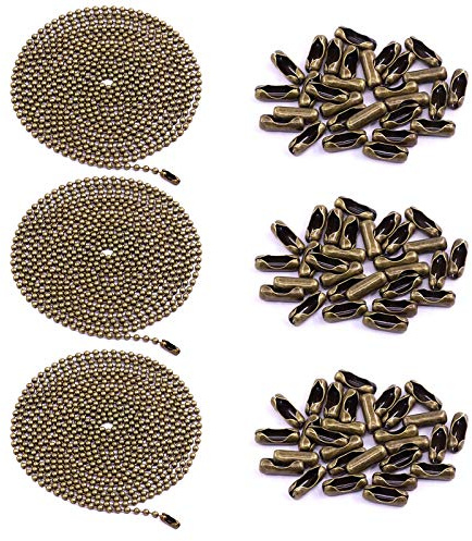 Swpeet Extensión de cadena de metal de 304 cm de bronce de 304 cm con 90 piezas de conectores a juego, duradero y resistente, resistente a la corrosión, cadenas de extensión con cuentas de 3