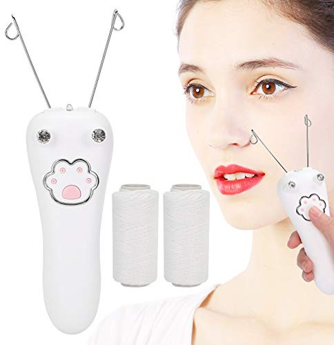 Gesichtshaarentferner für Frauen, Gesichtsepilierer, Elektro Baumwollfaden Epilierer Gesichtskörper Haarentfernungsgerät, USB Aufladung Gesichtsfaden Haarentfernungsrasierer (Weiß)