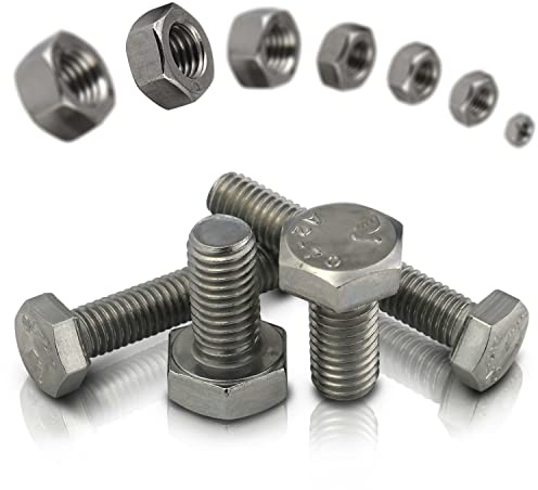 PROTECH 10 Stück Sechskantschrauben M10x20 mit Muttern M10 DIN 934 Sechskant Schrauben DIN 933 Set Edelstahl Gewindeschrauben A2 Sechskantmutter