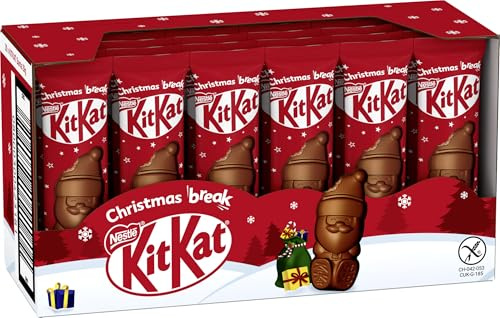 KitKat NESTLÉ KitKat Mini-Weihnachtsmänner aus zartschmelzender Milchschokolade mit Knusperstückchen, einzeln verpackt, 30er Pack (30 x 29g) | Mini-Weihnachtsmänner aus zartschmelzender Milchschokolade mit Knusperstückchen, einzeln verpackt, Adventskalenderfüllung