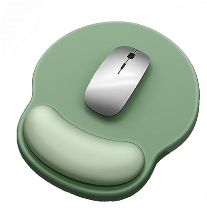 SHESHY Mauspad mit Gelkissen, Mousepad mit Handauflage, rutschfeste Gummibasis, Milch Seide Stoff mit Bequemer, Ergonomischer, Mintgrün/Silber Grau/Blau Schwarz/Aprikosengrün/Lila Rosa/Reis Aprikose
