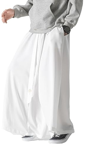 Pantalon à jambes larges avec cordon de serrage pour homme - Pantalon de yoga doux japonais - Pantalon baggy hip-hop