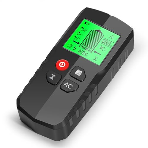 Détecteur de goujons mural - Détecteur de goujons 5 en 1 avec capteur intelligent et détecteur de faisceau d'avertissement sonore avec écran LCD pour bois AC fil tuyau goujons câble