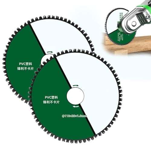 Disco de corte de madera de 110 mm, cuchilla de sierra de corte multifuncional,Tablero de madera maciza multipropósito PVC Woodworking Wood Blade Angle Grinder Rueda de corte (2 Piezas)