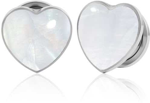 Vankula Ohr Tunnel 1 Paar Flesh Plugs Herz Muschel Edelstahl für männer damen Ohrpiercing Gestreckte Schmuck 8mm bis 16mm