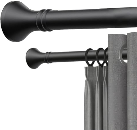 Barra De Cortina Sin Taladrar, Barra De Cortina De Baño Extensible, Barra Telescópica De Acero Inoxidable, Barra De Cortina De Ducha Ajustable Para Baño, Cocina, Jardín(Negro,360-450cm)