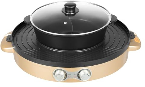 Hot Pot mit Grill Elektrischer Hotpot Electric Grill.mit Fettauffangschale,Gesamtgröße Produkts 52x18,5 cm,zum Backen Steaks, Meeresfrüchten, Fleisch, Gemüse, Schalentieren, Nudeln